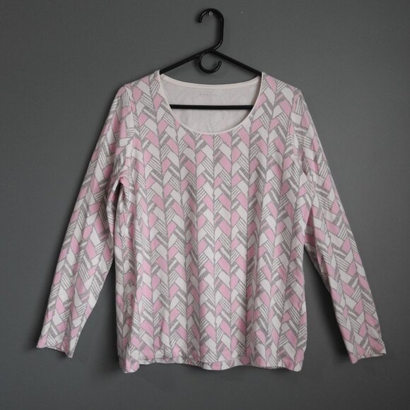 Kim Rogers Women's Super Soft Long Sleeve Printed Crew Neck Top Size Large - Picture 2 of 6